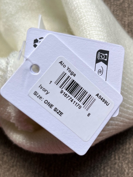 ALO Yoga White Knit Cuffed Beanie